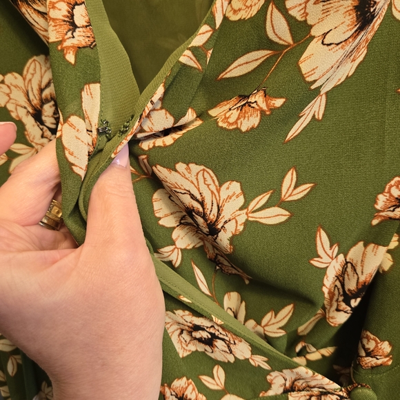Astr Green Floral Wrap Top - Picture 2 of 10